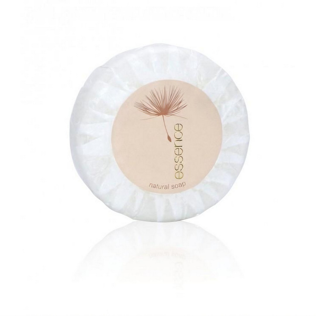 Essence hand soap 25 grams wrapped in an elegant white paper, formulated with red tea, and Eco pure. A premium part of the ESSENCE hotel toiletries collection, natural and indulgent hotel amenities.