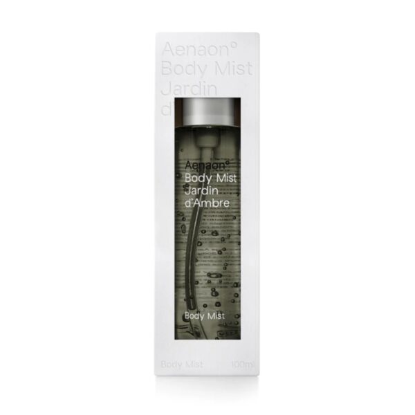 Aenaon Jardin d'Ambre Body Mist 100ml, a refreshing, natural skincare mist with organic ingredients, offering a luxury wellness experience and long-lasting scent.