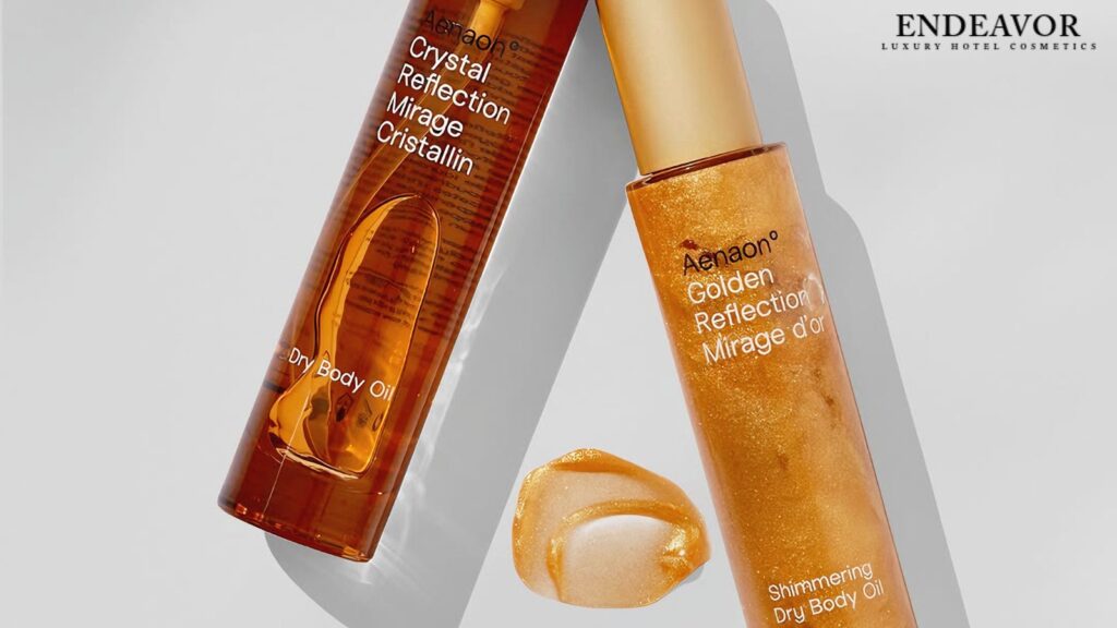 Natural body oils in glass bottles from luxury skin care cosmetics Aenaon