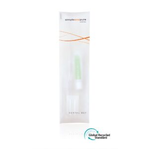 Transparent eco-packaged hotel dental set featuring a toothbrush and mini toothpaste part of the Simple And Pure hotel toiletries collection, ideal as sustainable hotel accessories or guest amenities.