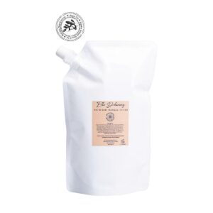 Eco-friendly refill pouch bag of Ella Delannoy hair and body shampoo for hotel supplies, perfect for sustainable luxury hotel cosmetics and guest toiletries.