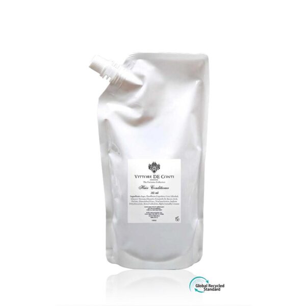 Vittore De Conti hotel hair conditioner 310ml refill bag, premium hair conditioner refill for dispenser bottle, perfect for hotel amenities and hotel supplies.