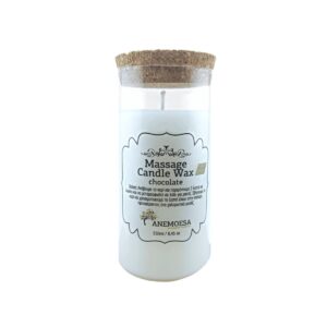 A massage candle 250ml made with natural olive wax and chocolate scent, by Anemoesa Massage oil ideal for guests relaxation in hotel spa, wellness.