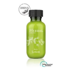Luxury hotel body lotion 37ml with ginseng extract, Herbal collection. Premium skincare guest toiletries for hotels