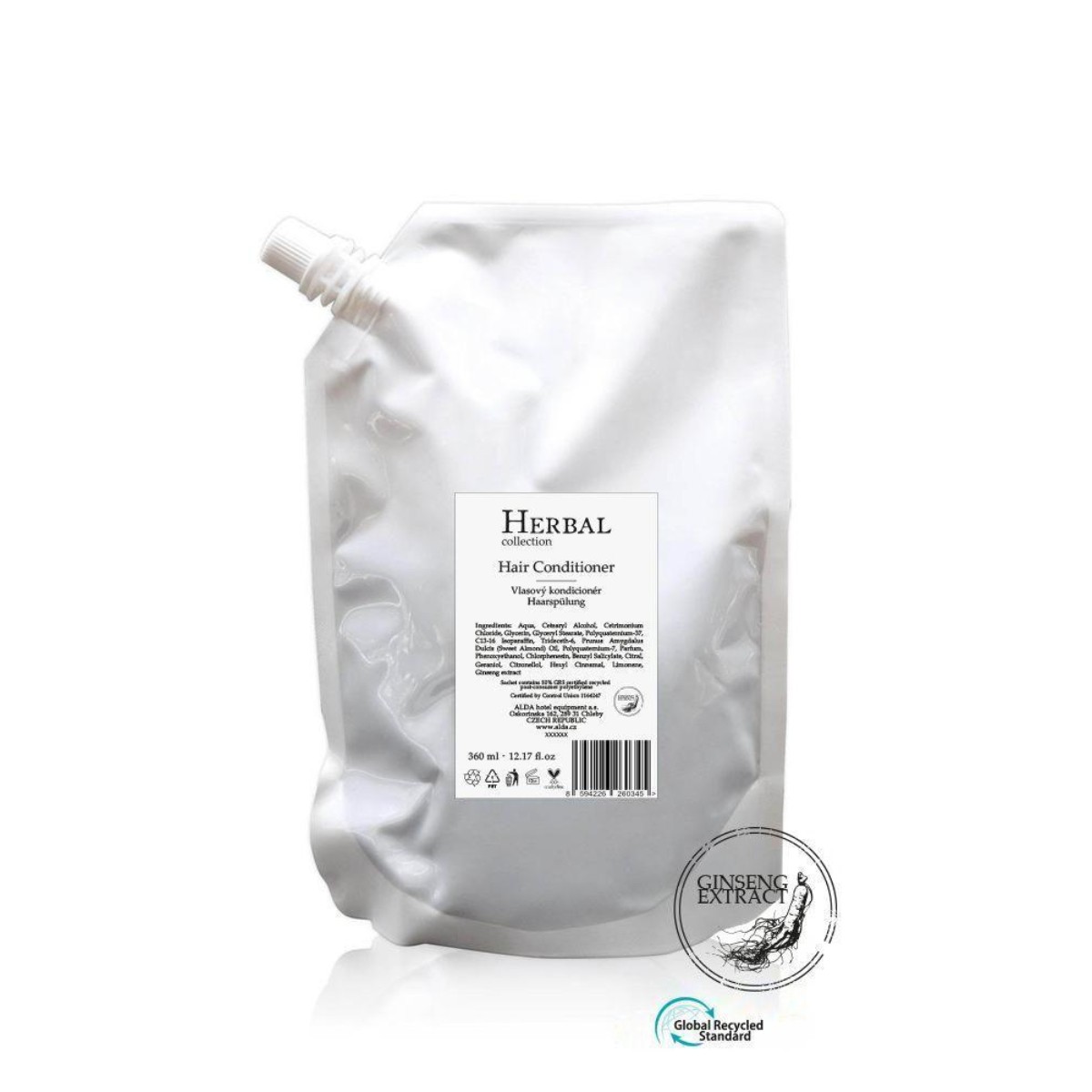 Hotel conditioner refill 360ml with ginseng, Herbal collection. Luxury hotel amenities and toiletries by ENDEAVOR