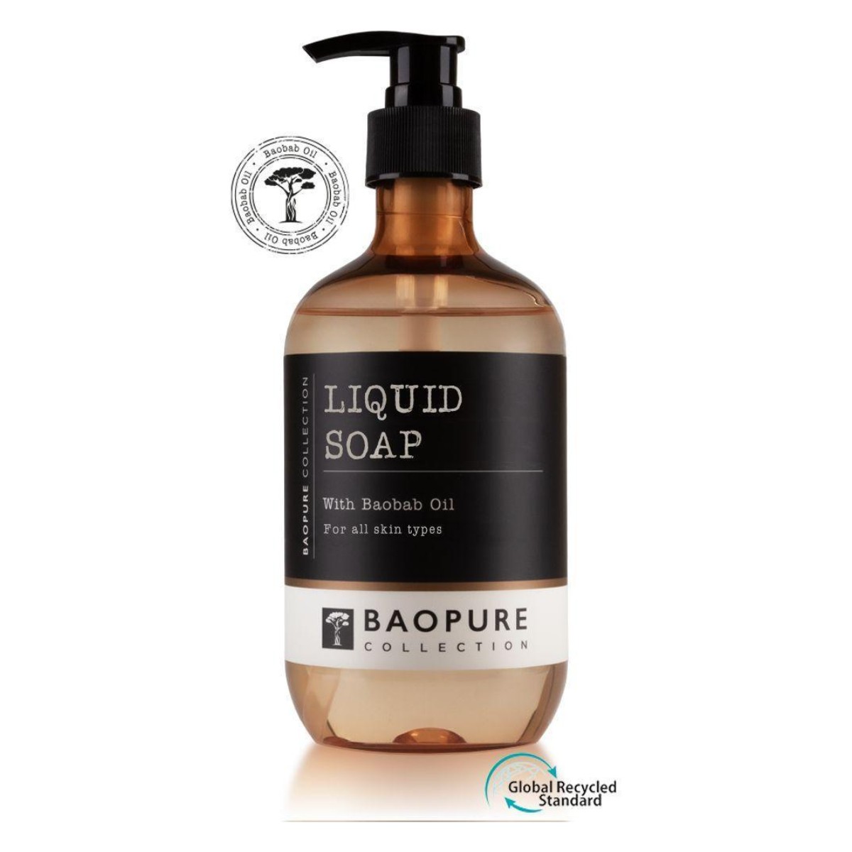 Hotel liquid soap 475ml with baobab oil BAOPURE collection in luxury refillable dispenser